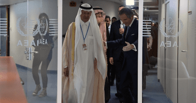 Saudi Arabia's Abdulaziz Bin Salman Al Saud and IAEA Director General Rafael Mariano Grossi pictured during a bilateral meeting held at IAEA headquarters in Vienna on 25 September (Image: Dean Calma/IAEA)