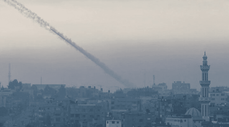 Rocket attack by Hamas Palestinian militants on Israel. Photo Credit: Mehr News Agency