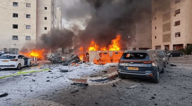 Aftermath of Hamas rocket attack on Israel. Photo Credit: Mehr News Agency