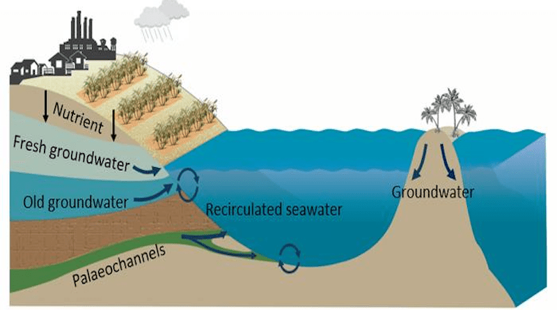 Diagram showing groundwater sources on Great Barrier Reef. CREDIT: Douglas Tait