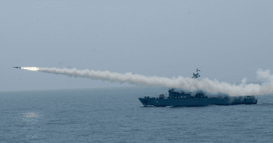Myanmar navy conducting live fire exercise. Photo Credit: DMG