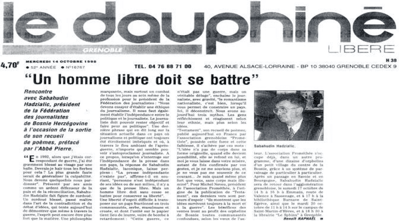 Sabahudin Hadžialić newspaper