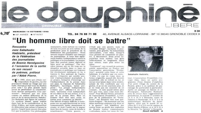Sabahudin Hadžialić newspaper