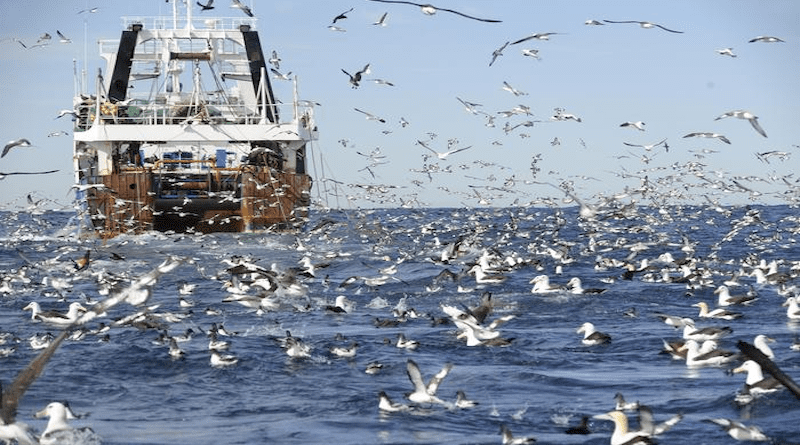 A trawler off the coast of South Africa CREDIT: UC Santa Barbara