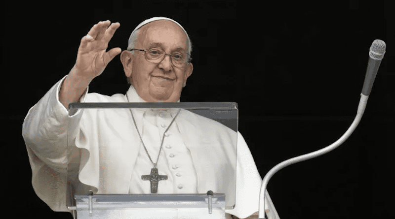 Pope Francis waves to pilgrims on All Saints' Day in St. Peter's Square, Nov. 1, 2023. | Vatican Media