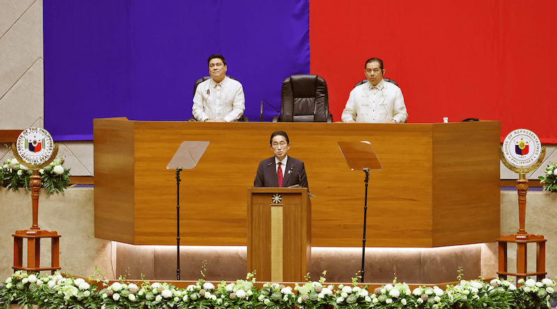 Japan's Prime Minister Fumio Kishida delivers a speech to the Philippines’ House of Representatives in Manila. Photo Credit: Prime Minister Office of Japan.