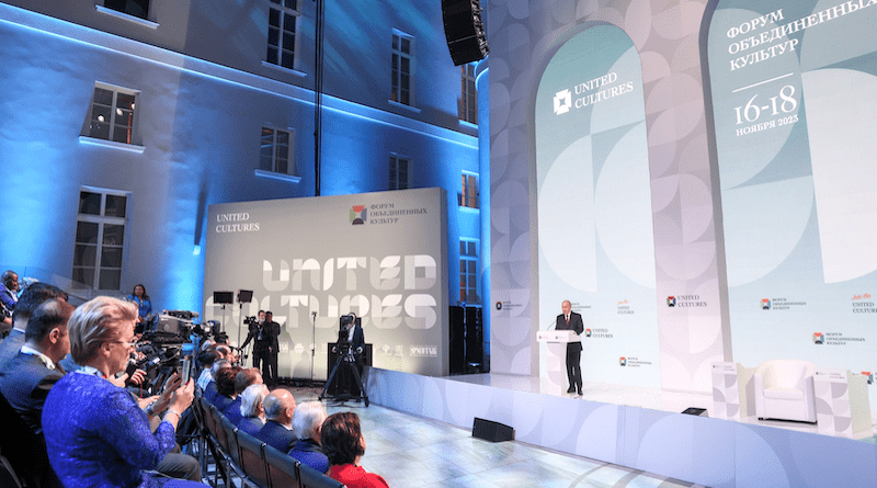 Russia President Vladimir Putin speaks at Forum of United Cultures, Nov 17-18. Photo Credit: Kremlin.ru