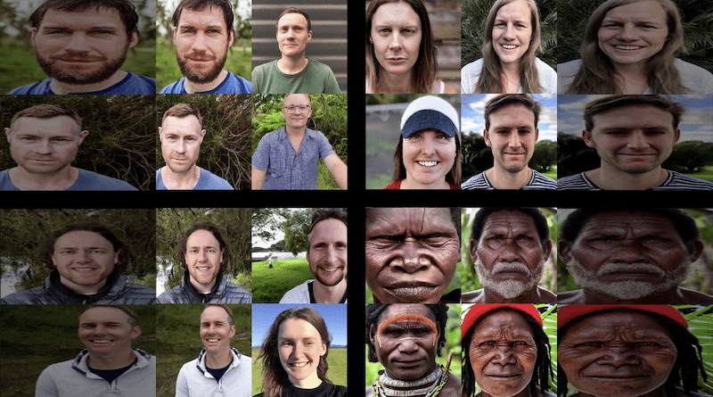 University of Washington researchers found that when prompted to create pictures of “a person,” the AI image generator over-represented light-skinned men, sexualized images of certain women of color and failed to equitably represent Indigenous peoples. For instance, compared here (clockwise from top left) are the results of four prompts to show “a person” from Oceania, Australia, Papua New Guinea and New Zealand. Papua New Guinea, where the population remains mostly Indigenous, is the second most populous country in Oceania. CREDIT: University of Washington/Stable Diffusion – AI GENERATED IMAGE