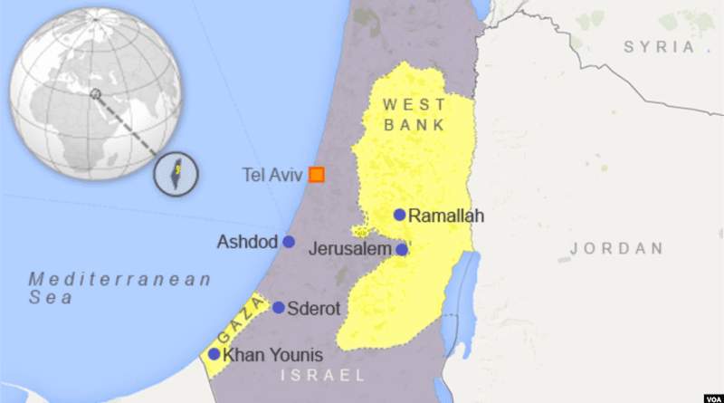 Israel, Gaza and the West Bank. Credit: VOA