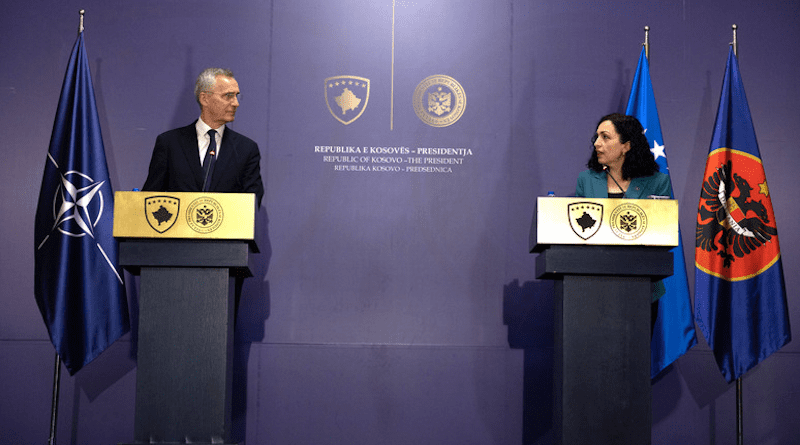 NATO Secretary General Jens Stoltenberg with Dr Vjosa Osmani of Kosovo in Pristina. Photo Credit: NATO