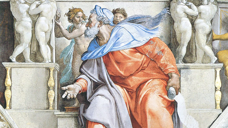 Ezekiel, as depicted by Michelangelo on the Sistine Chapel ceiling. Credit: Wikipedia Commons