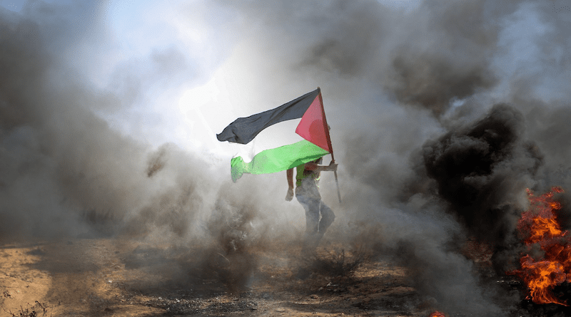 man palestine flag