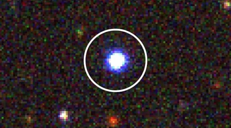 A blue-excess dust obscured galaxy (BluDOG) imaged by the Subaru Telescope. CREDIT: NAOJ/HSC Collaboration