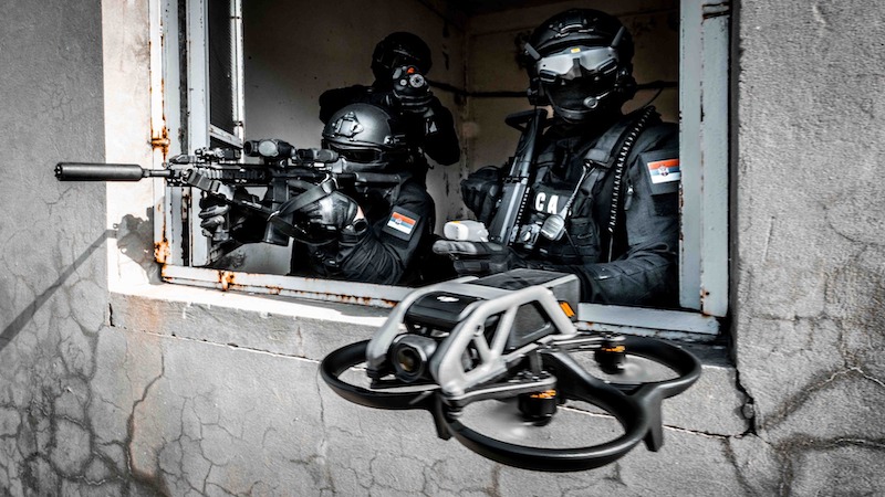 Serbian security forces flying a drone. Photo Credit: Predrag Vuckovic, Serbian Ministry of Interior