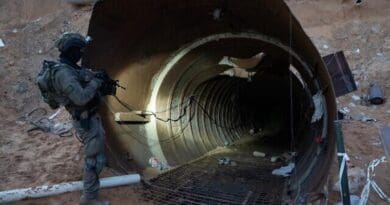 Israeli soldier at entrance of Hamas tunnel in Gaza. Photo Credit: IDF