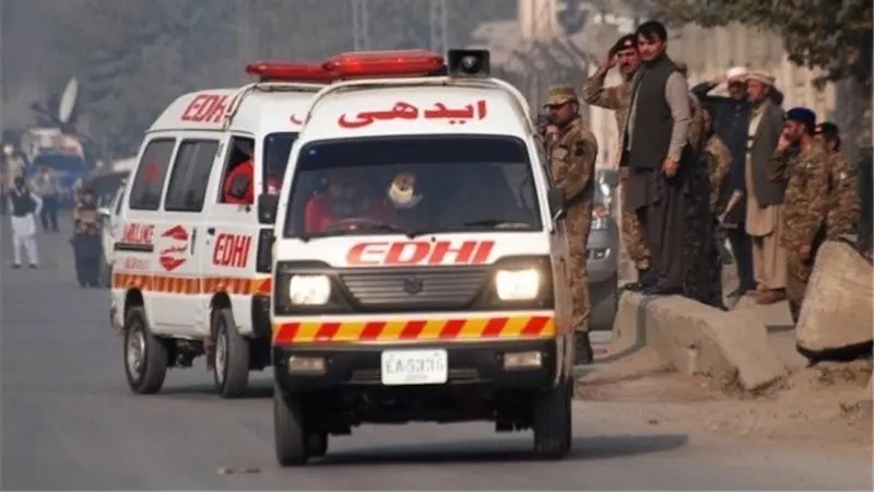 Ambulances at scene of Tehreek-e-Taliban Pakistan (TTP) attack on the Army Public School (APS) in Peshawar on December 16, 2014. Photo Credit: Tasnim News Agency
