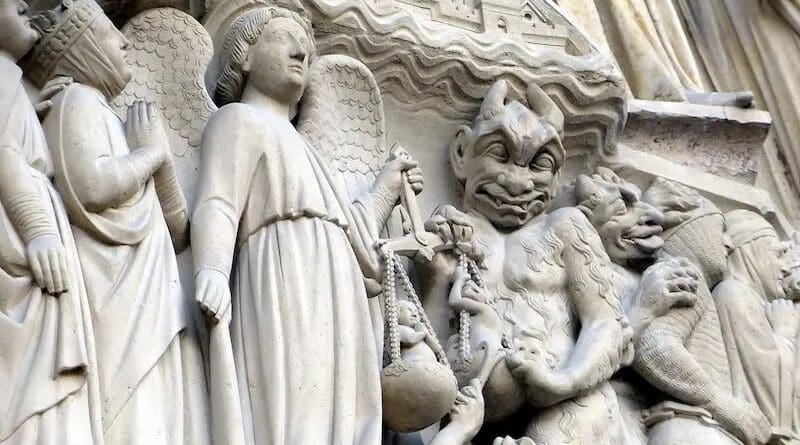 heaven hell devil saint Michael statue
