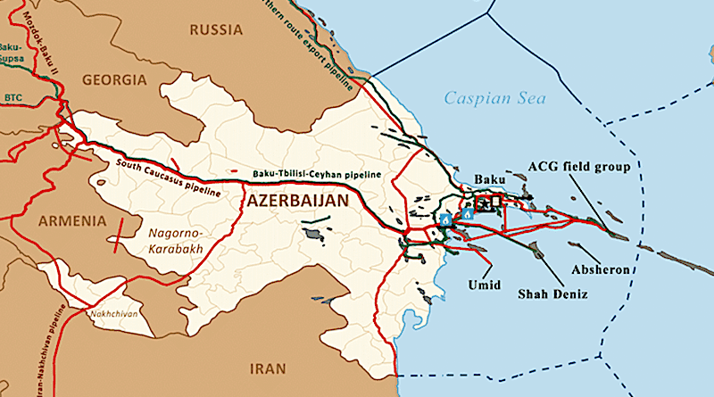 Key oil and natural gas infrastructure in Azerbaijan. Credit: EIA