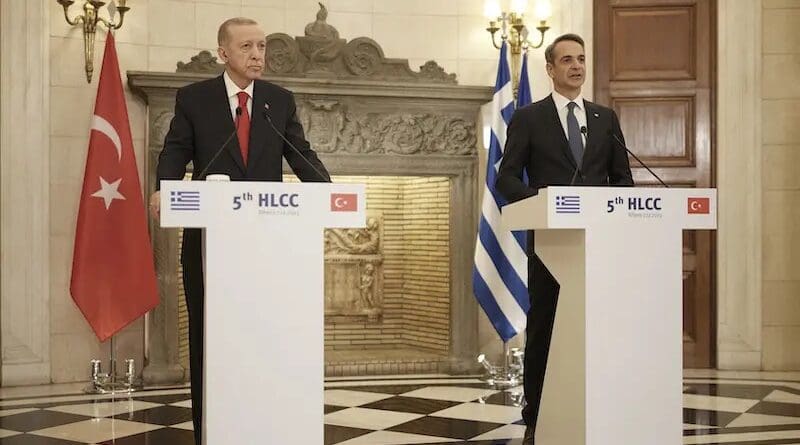 Turkey's President Recep Tayyip Erdogan with Greece's Prime Minister Kyriakos Mitsotakis. Photo Credit: Greek PM Office