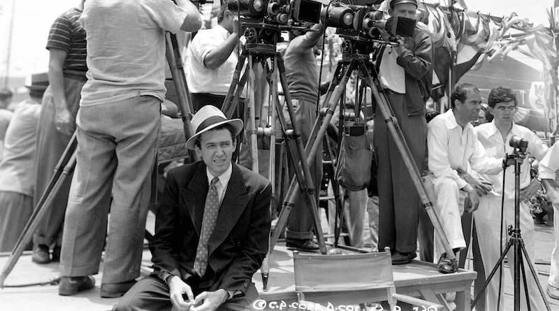 James Stewart and Frank Capra (second from right) Photo Credit: Columbia Pictures, Wikipedia Commons