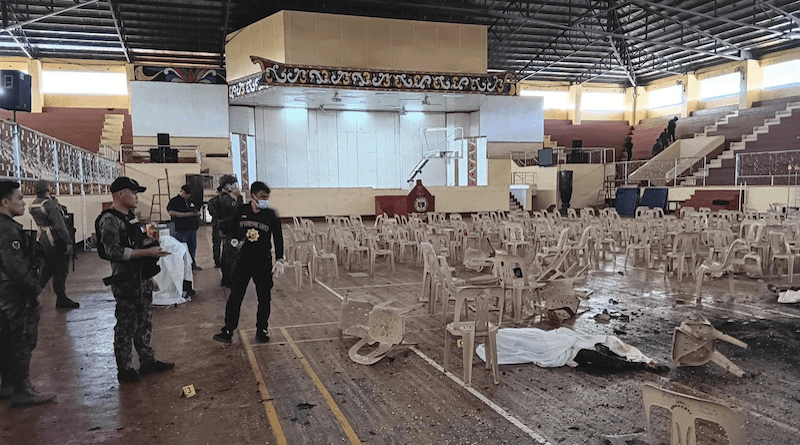 Law enforcement conducts an investigation at the site of an Islamic State attack on Catholic Mass in Marawi City, Philippines. Photo Credit: Provincial Government of Lanao del Sur - Public Information Office (PIO), Wikipedia Commons