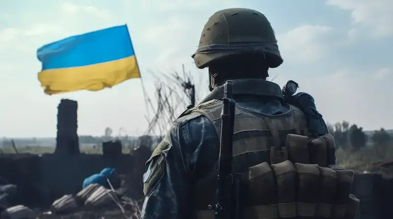 Ukraine flag war soldier