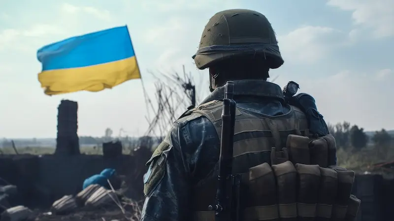 Ukraine flag war soldier