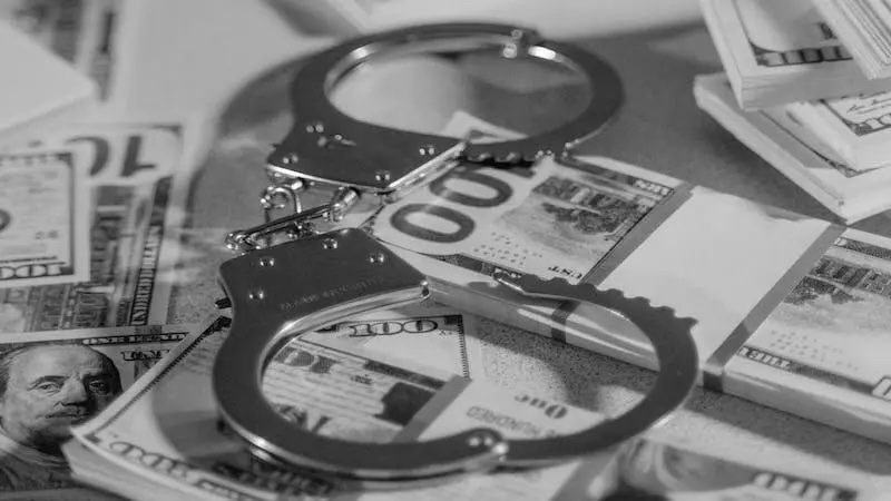 money dollars currency handcuffs crime