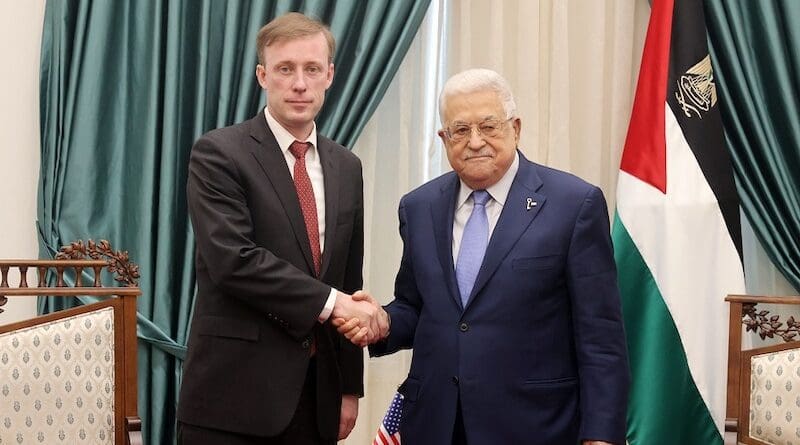 U.S. National Security Advisor Jack Sullivan with Palestine President Mahmoud Abbas. Photo Credit: Wafa