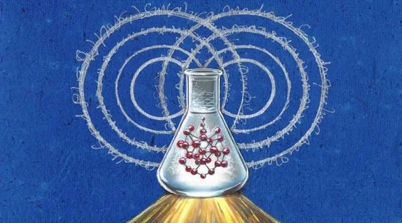 Rochester researchers have reported a strategy to understand how quantum coherence is lost for molecules in solvent with full chemical complexity. The findings open the door to the rational modulation of quantum coherence via chemical design and functionalization. CREDIT Mixed media image credit: Anny Ostau De Lafont