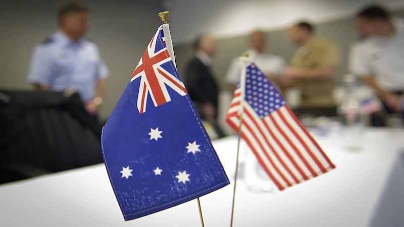 Flags of Australia and United States. (DoD photo by D. Myles Cullen/Released)