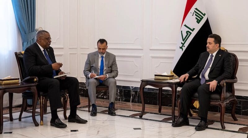 File photo of Secretary of Defense Lloyd J. Austin III with Iraqi Prime Minister Mohammed Shia al-Sudani. Photo Credit: Navy Petty Officer 2nd Class Alexander Kubitza, DOD