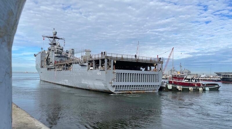 The Whidbey Island-class dock landing ship USS Gunston Hall (LSD 44) departed Naval Station Norfolk, January 24, 2024, commencing operations for Steadfast Defender 2024, NATO’s largest exercise in decades. Steadfast Defender will demonstrate NATO's ability to deploy forces rapidly from across the Alliance to reinforce the defence of Europe. Photo Credit: NATO