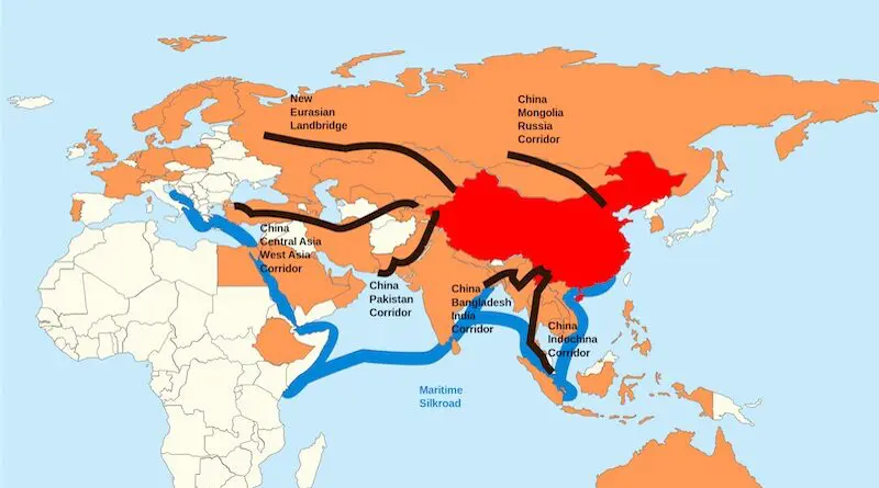 Alternative routes from China to Europe. Credit: Wikipedia Commons