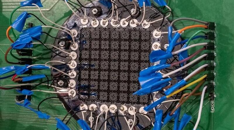The prototype of the sound sensor is relatively large. CREDIT: Photograph: Astrid Robertsson / ETH Zurich