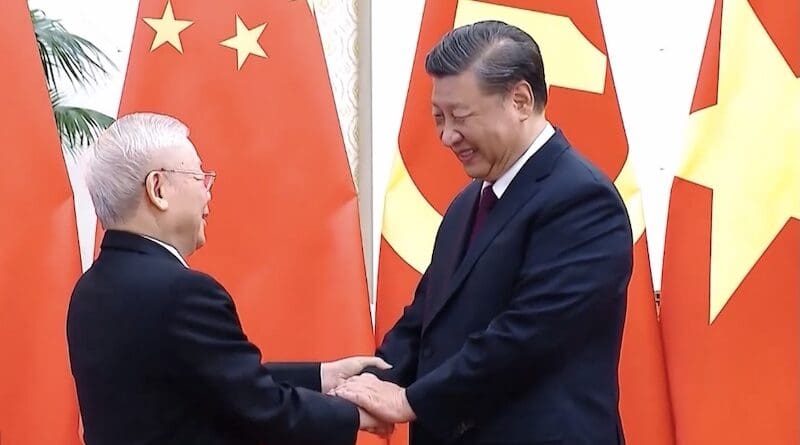 File photo of Vietnam's General Secretary Nguyễn Phú Trọng with China's General Secretary Xi Jinping. Photo Credit: Truyền hình Đà Nẵng I DaNangTV, Wikipedia Commons