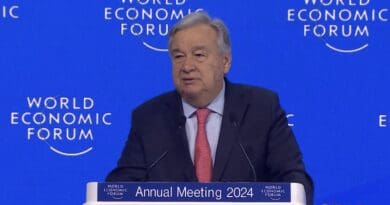 United Nations Secretary-General Antonio Guterres at World Economic Forum Annual Meeting 2024 in Davos. Photo Credit: WEF video screenshot