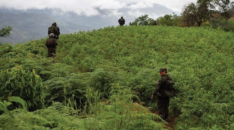 Military incursion in the valley area of the Apurimac, Ene and Mantaro rivers (VRAEM) where drugs such as cocaine are produced. Apurimac, Peru, November 26, 2011. Photo by David Human Bedoya at Shutterstock ID: 1961528875.N / NDU