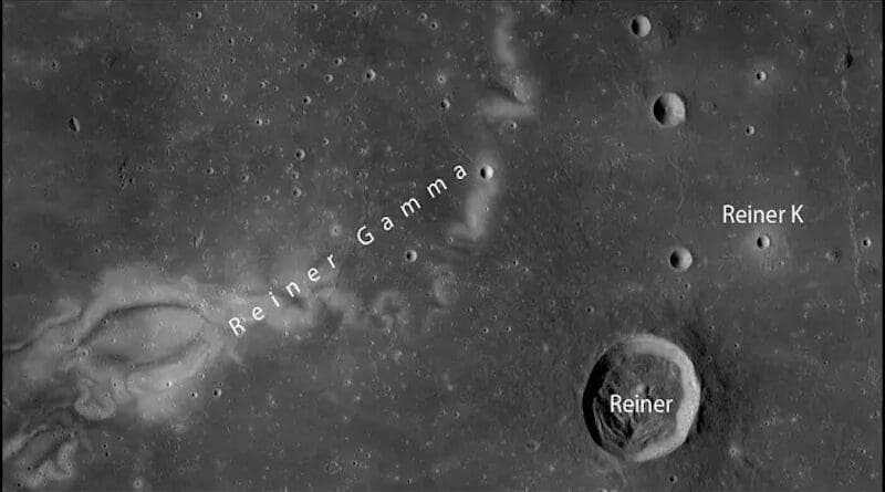 The meter-high rocks discovered in the work are located near the Reiner K crater in the "Reiner Gamma" region, which has a magnetic anomaly. CREDIT: NASA LRO/NAC