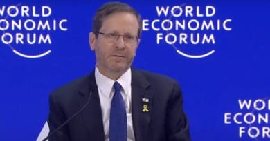 Israel's President Isaac Herzog at World Economic Forum in Davos. Photo Credit: WEF video screenshot