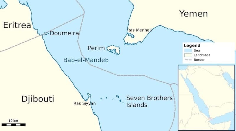 Map of Bab el Mandeb Strait. Credit: Wikipedia Commons