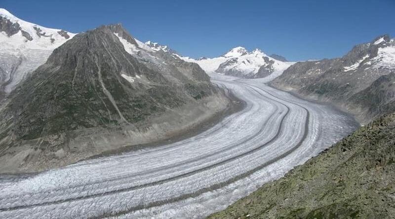 The Aletsch glacier in 2009, in Switzerland CREDIT: UNIL - Guillaume Jouvet