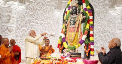 India's PM Narendra Modi at the Pran Pratishtha ceremony of Shree Ram Janmaboomi Temple in Ayodhya, Uttar Pradesh on January 22, 2024. Photo Credit: India PM Office