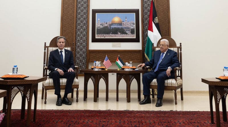 Secretary Antony J. Blinken meets with Palestinian Authority President Mahmoud Abbas in Ramallah, West Bank, January 10, 2024. (Official State Department photo by Chuck Kennedy)