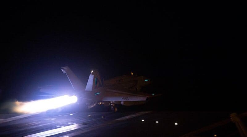 US aircraft launches from the USS Dwight D. Eisenhower in operation against Houthi forces in Yemen. Photo Credit: Centcom