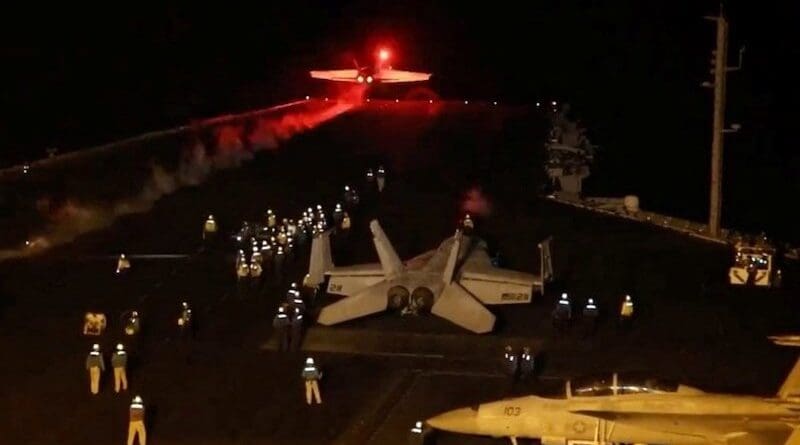 US aircraft launches from the USS Dwight D. Eisenhower in operation against Houthi forces in Yemen. Photo Credit: Centcom