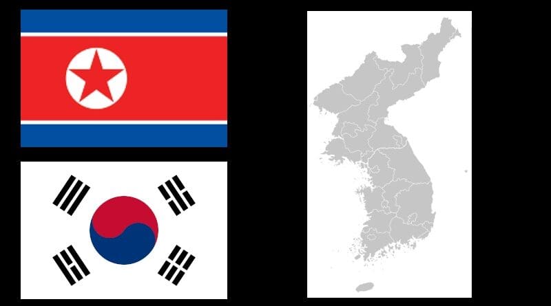 flags north South Korea