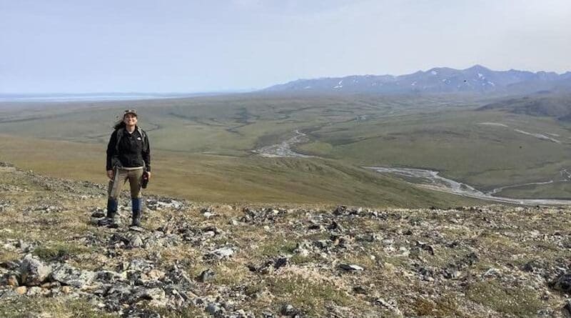 Dartmouth researchers set out to understand why Arctic watersheds tend to have less river area than watersheds in warmer climates. First author Joanmarie Del Vecchio (pictured) conceived of the study while conducting fieldwork in Alaska after she hiked uphill from her riverside worksite and beheld a vista of sheer mountain slopes unbroken by rivers or streams. CREDIT: Mulu Fratk