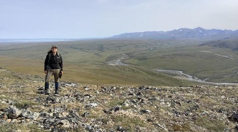 Dartmouth researchers set out to understand why Arctic watersheds tend to have less river area than watersheds in warmer climates. First author Joanmarie Del Vecchio (pictured) conceived of the study while conducting fieldwork in Alaska after she hiked uphill from her riverside worksite and beheld a vista of sheer mountain slopes unbroken by rivers or streams. CREDIT: Mulu Fratk
