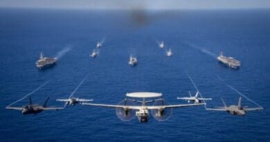 Airplanes and ships from U.S. and Japanese navies stage a joint drill in the Philippine Sea. Photo Credit: US Navy